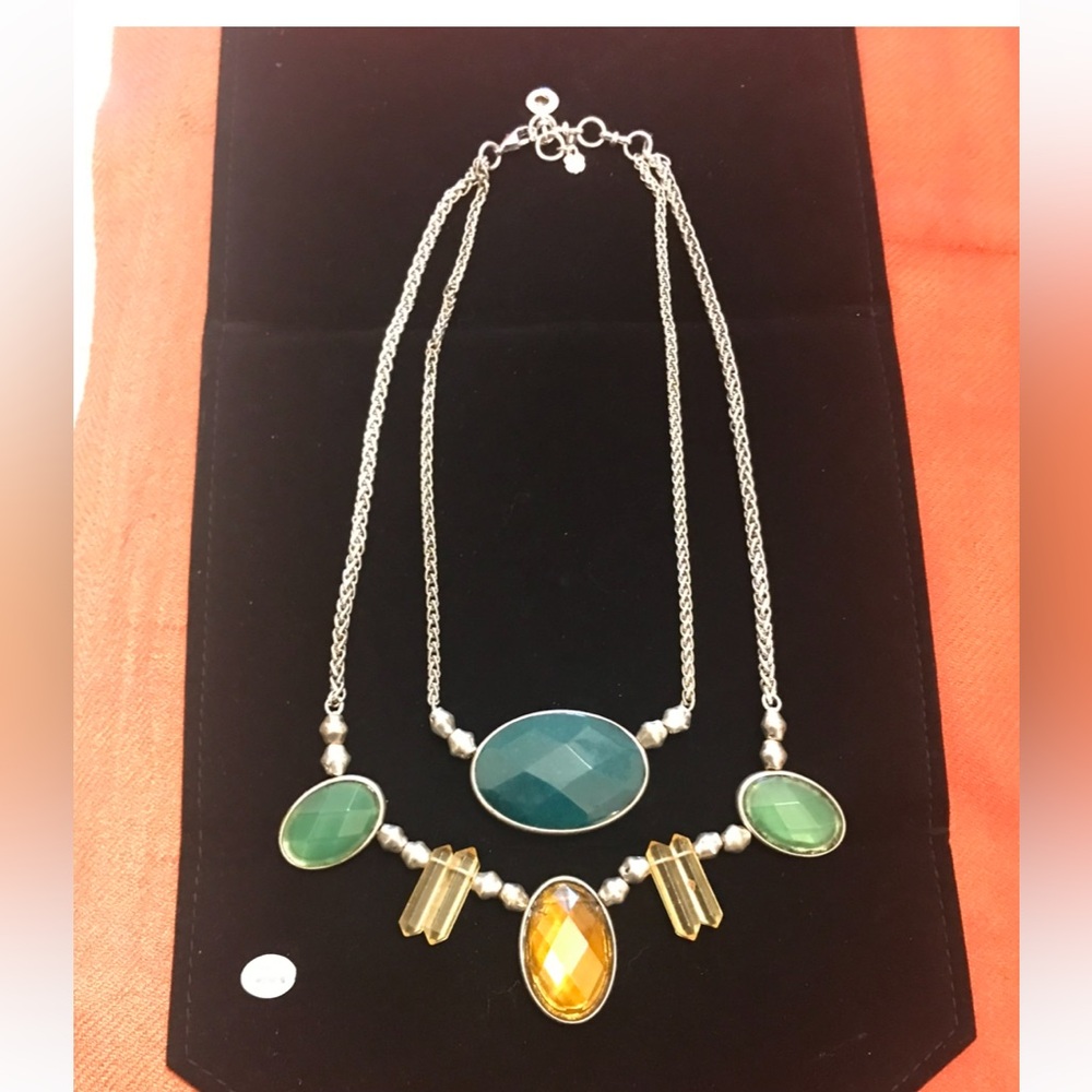 Silver and Green Necklace